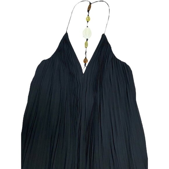 Jonathan Simkhai Sz 4 Maxi Dress Gown Black Pleated Preppy Designer Luxury Boho - Picture 6 of 13
